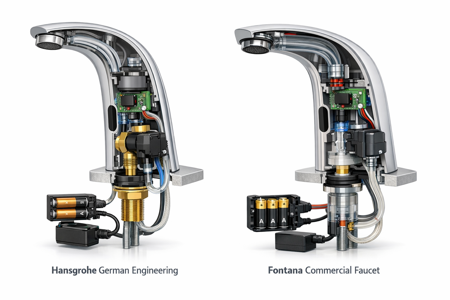 Hansgrohe German engineering versus Fontana commercial touchless faucets
